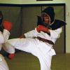Gary Lovings in Bogu Gear front kicking.