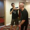 Christopher and Shihan Robby Graff practice the joint locks in the seminar.